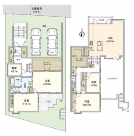名古屋市千種区猫洞通、中古一戸建ての間取り画像です