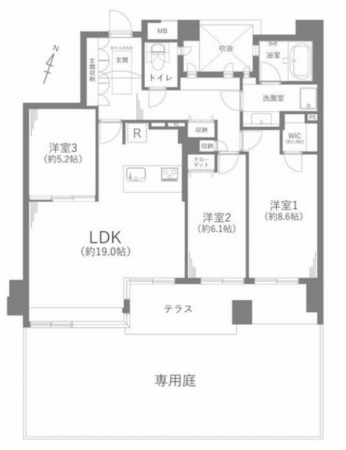 名古屋市千種区東明町、中古マンションの間取り画像です