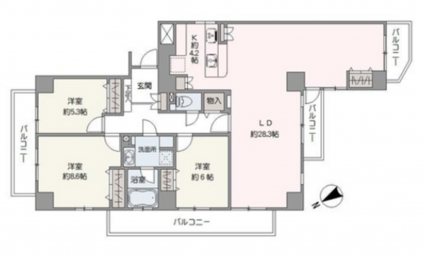 名古屋市千種区御棚町、中古マンションの間取り画像です
