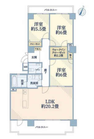 名古屋市千種区星が丘山手、中古マンションの間取り画像です