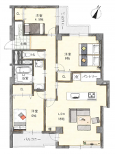 名古屋市千種区池園町、中古マンションの間取り画像です