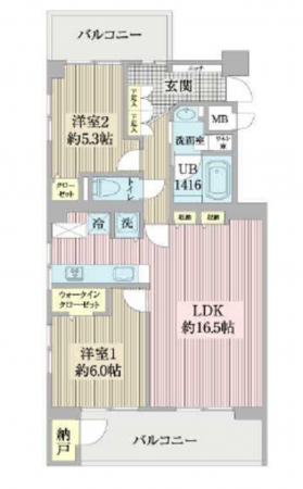 名古屋市瑞穂区大喜町、中古マンションの間取り画像です