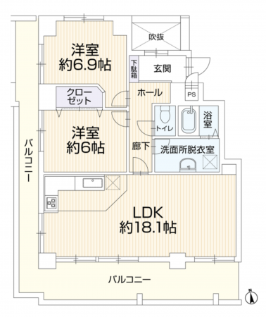 名古屋市千種区今池、中古マンションの間取り画像です