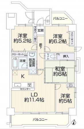名古屋市瑞穂区彌富通、中古マンションの間取り画像です