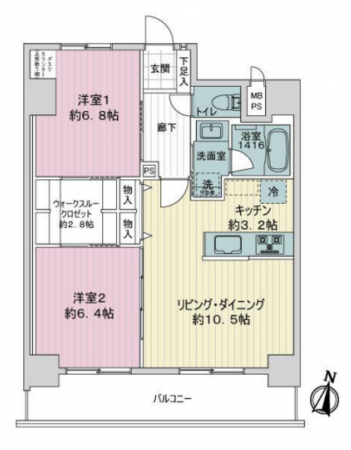 名古屋市瑞穂区瑞穂通、中古マンションの間取り画像です