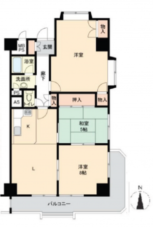 名古屋市瑞穂区浮島町、中古マンションの間取り画像です