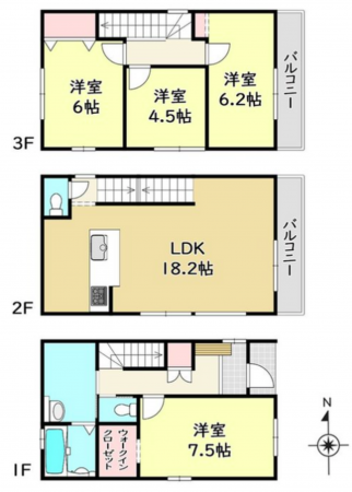 名古屋市瑞穂区雁道町、新築一戸建ての間取り画像です
