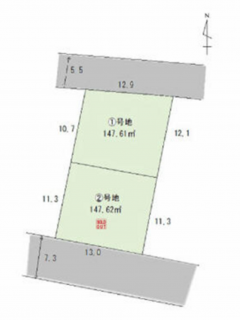 名古屋市瑞穂区仁所町、土地の間取り画像です