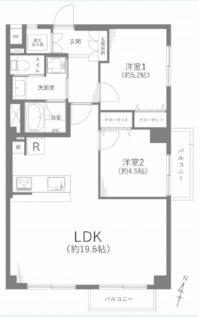 名古屋市瑞穂区松栄町、中古マンションの間取り画像です