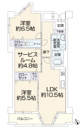 名古屋市昭和区萩原町、中古マンションの間取り画像です