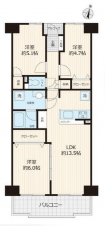 名古屋市昭和区滝川町、中古マンションの間取り画像です