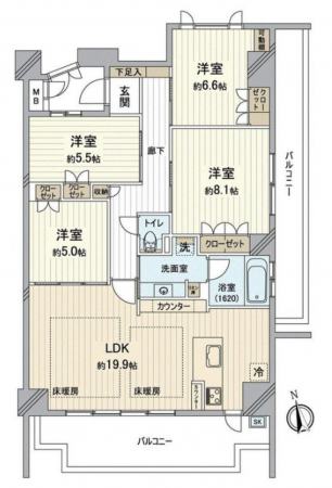 名古屋市昭和区広路町、中古マンションの間取り画像です