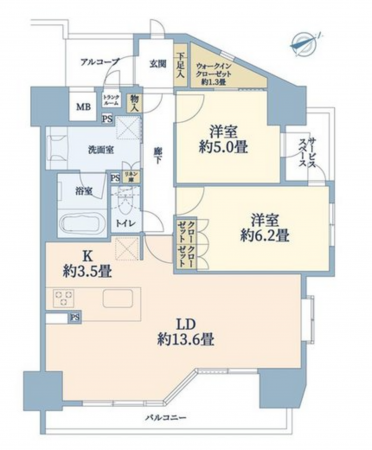 名古屋市千種区姫池通、中古マンションの間取り画像です