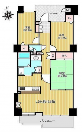名古屋市千種区、中古マンションの間取り画像です