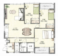 名古屋市昭和区車田町、中古マンションの間取り画像です