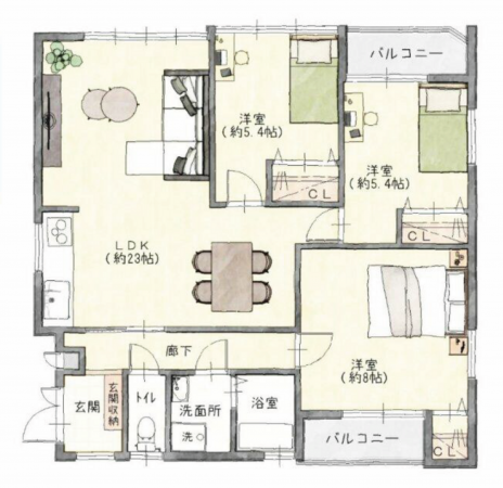 名古屋市昭和区車田町、中古マンションの間取り画像です