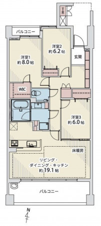 名古屋市千種区日和町、中古マンションの間取り画像です