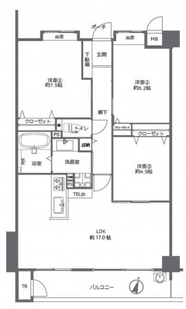 名古屋市瑞穂区中根町、中古マンションの間取り画像です