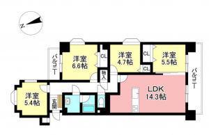 名古屋市瑞穂区軍水町、中古マンションの間取り画像です