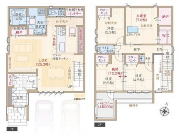 名古屋市昭和区山花町、新築一戸建ての間取り画像です