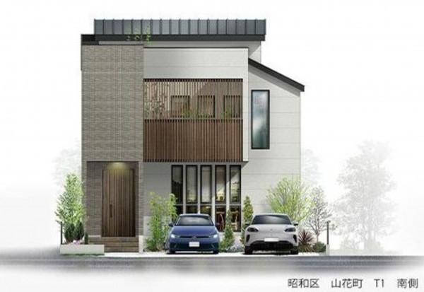 名古屋市昭和区山花町、新築一戸建ての完成予想図（外観）画像です