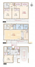 名古屋市昭和区鶴舞、新築一戸建ての間取り画像です