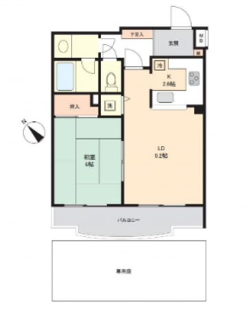 春日部市谷原、中古マンションの間取り画像です