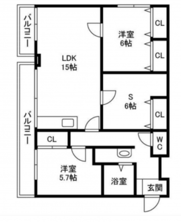 春日部市中央、中古マンションの間取り画像です