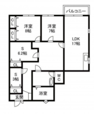 春日部市中央、中古マンションの間取り画像です