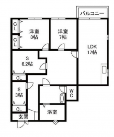 春日部市中央、中古マンションの間取り画像です