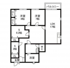 春日部市中央、中古マンションの間取り画像です