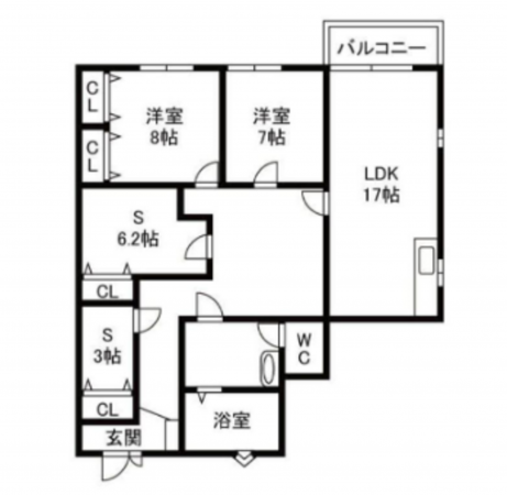 春日部市中央、中古マンションの間取り画像です