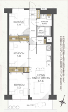 春日部市谷原、中古マンションの間取り画像です
