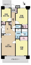 春日部市上蛭田、中古マンションの間取り画像です