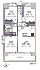春日部市粕壁東、中古マンションの間取り画像です