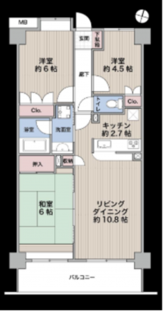 春日部市下蛭田、中古マンションの間取り画像です