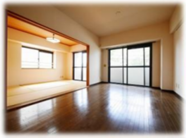 春日部市下蛭田、中古マンションの居間画像です