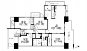 春日部市粕壁東、中古マンションの間取り画像です