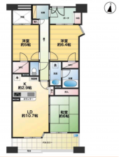 春日部市備後東、中古マンションの間取り画像です