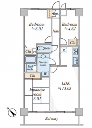 春日部市一ノ割、中古マンションの間取り画像です