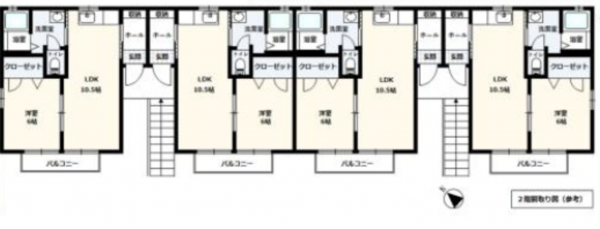 春日部市下蛭田、収益物件/アパートの間取り画像です