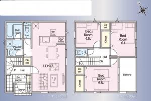 春日部市西金野井、新築一戸建ての間取り画像です