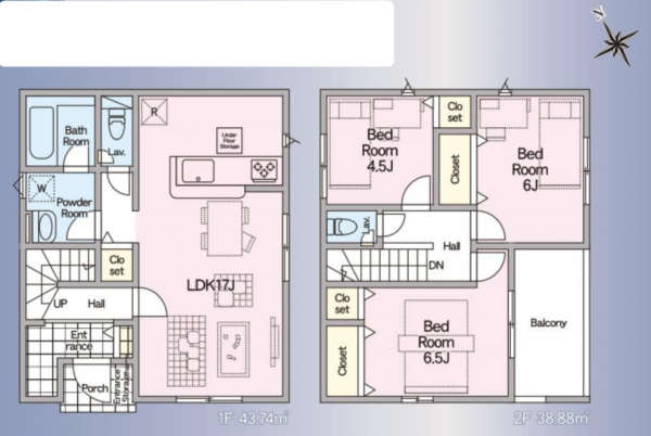 春日部市西金野井、新築一戸建ての間取り画像です