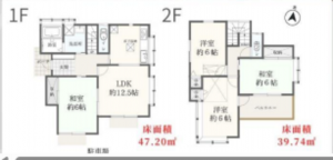 春日部市西金野井、中古一戸建ての間取り画像です