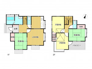 春日部市西金野井、中古一戸建ての間取り画像です
