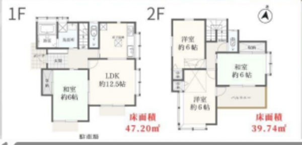 春日部市西金野井、中古一戸建ての間取り画像です