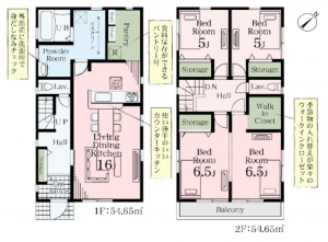 春日部市米島、新築一戸建ての間取り画像です