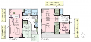 春日部市備後東、新築一戸建ての間取り画像です