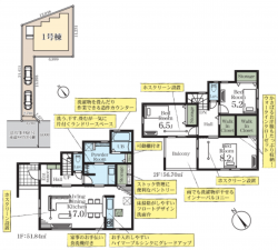 春日部市豊野町、新築一戸建ての間取り画像です
