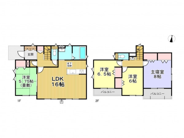 春日部市中央、新築一戸建ての間取り画像です